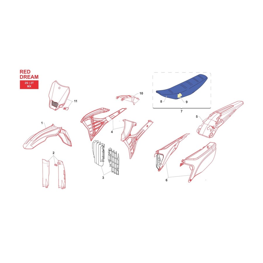 PROTECTORES DE RADIADOR 2S/4S, RH+LH, AÑO 2022 - ROJO