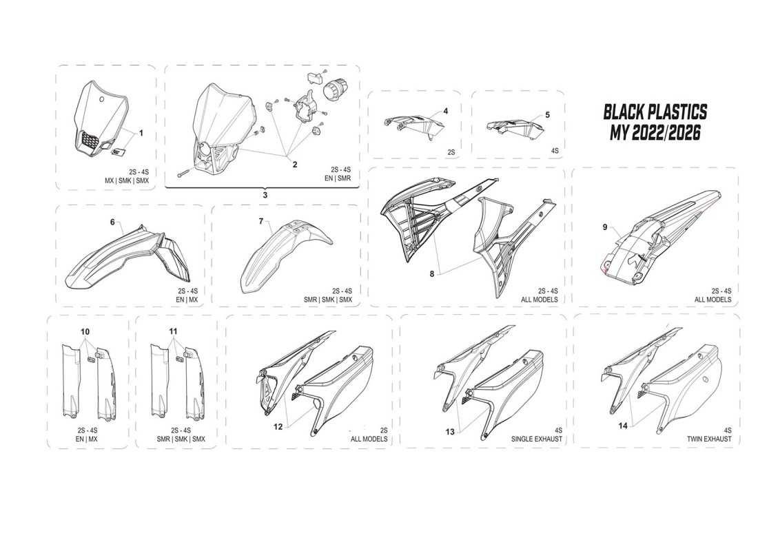 Plastic parts BLACK EDITION 2022-2026