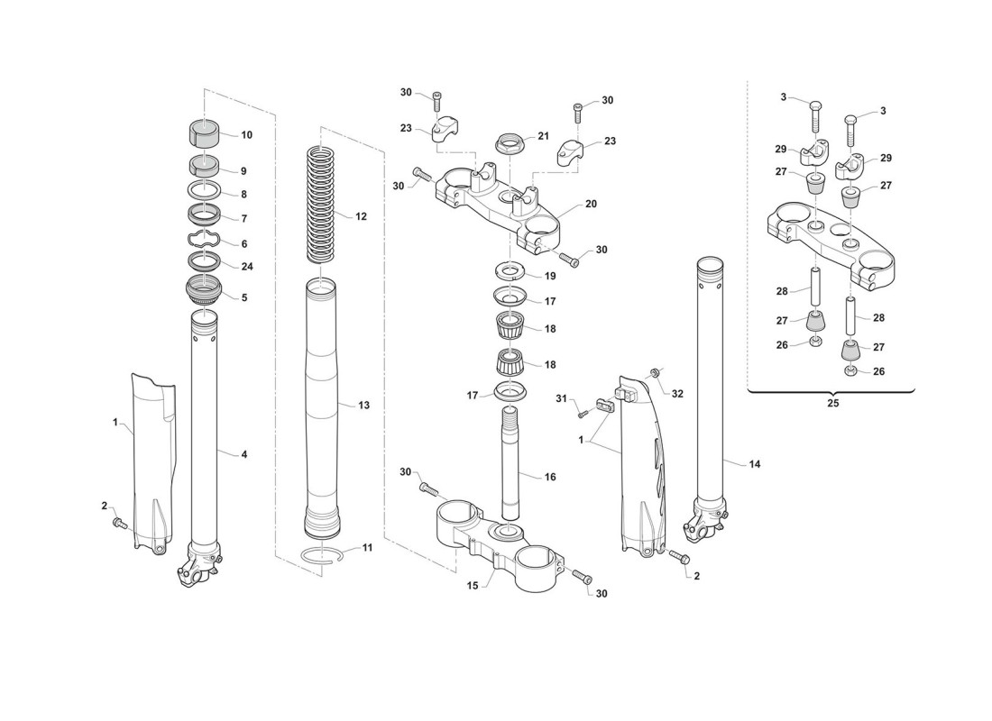 Horquilla delantera + abrazaderas
