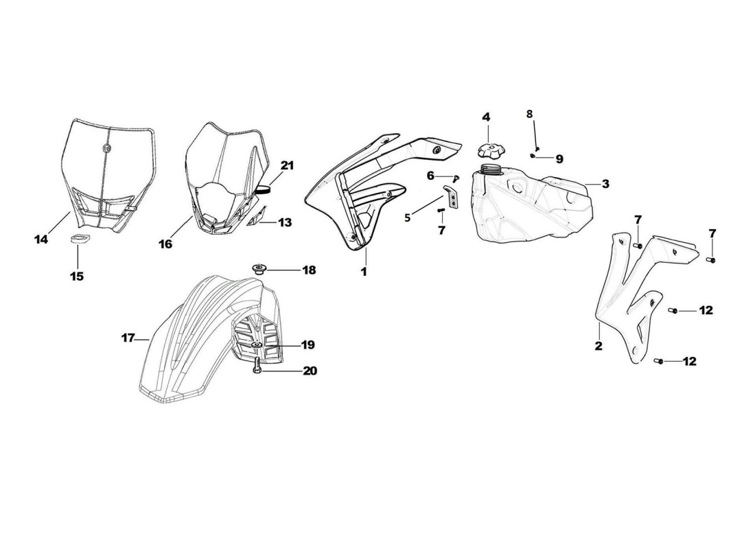 Frontfender / Frontnumberplate / Headlight / Tank