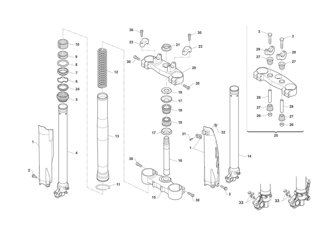 Horquilla delantera + Abrazaderas