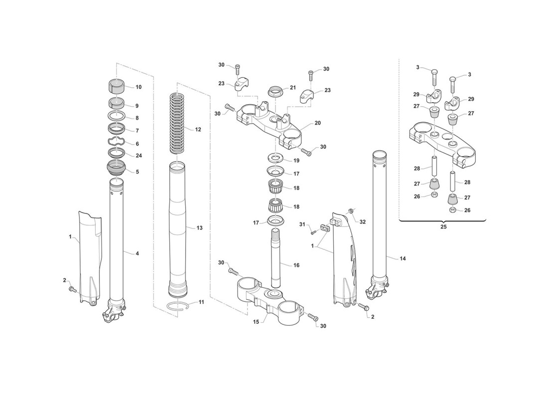 Horquilla delantera + abrazaderas