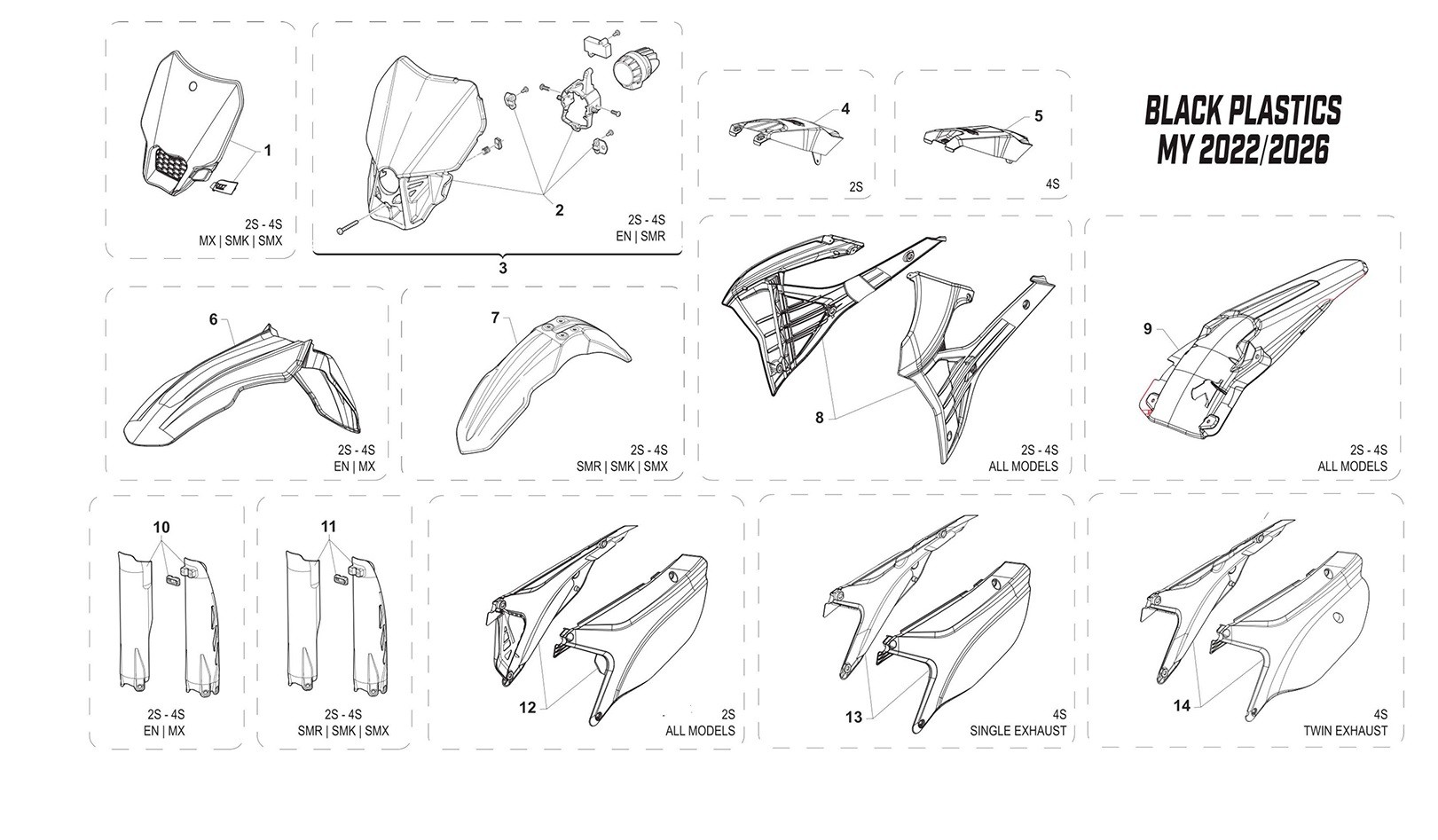 Plastic parts BLACK EDITION 2022-2026