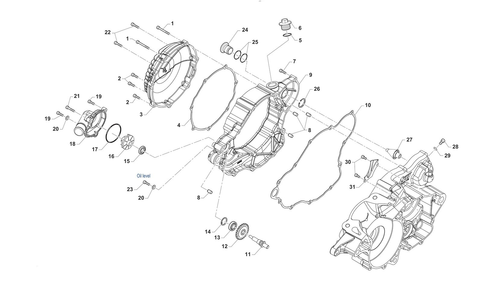 Tapa del embrague / Bomba de agua