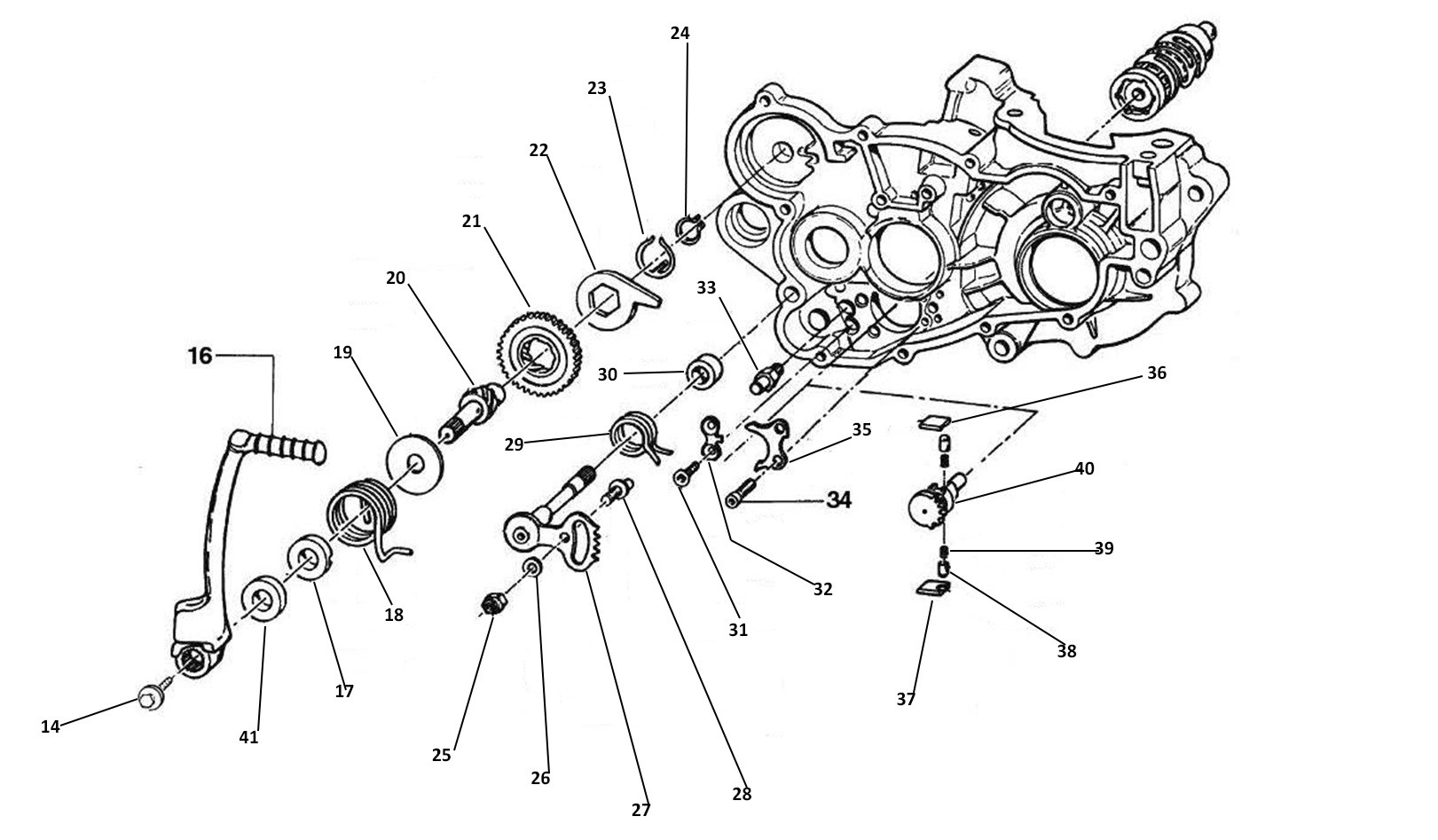 Kickstart / Schakelmechanisme / Schakelas